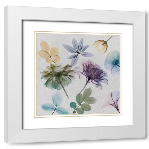 Floral Collage 1 White Modern Wood Framed Art Print with Double Matting by Koetsier, Albert