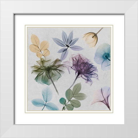 Floral Collage 1 White Modern Wood Framed Art Print with Double Matting by Koetsier, Albert