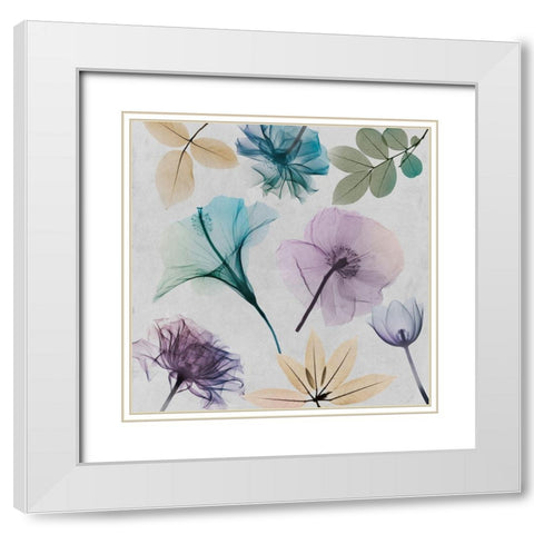 Floral Collage 2 White Modern Wood Framed Art Print with Double Matting by Koetsier, Albert