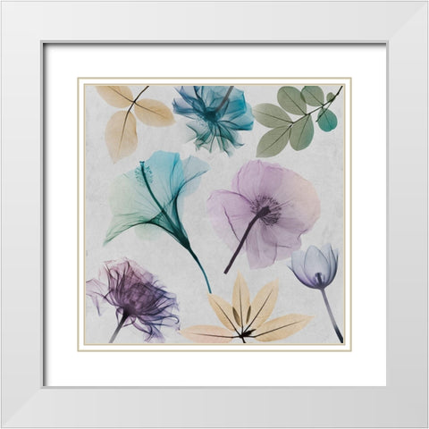 Floral Collage 2 White Modern Wood Framed Art Print with Double Matting by Koetsier, Albert