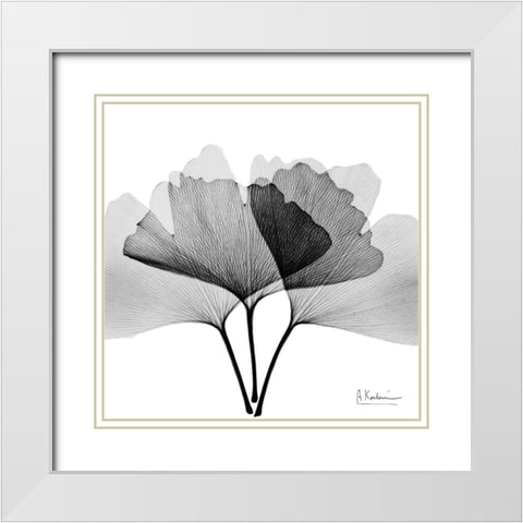 Inverted Ginko 5 White Modern Wood Framed Art Print with Double Matting by Koetsier, Albert