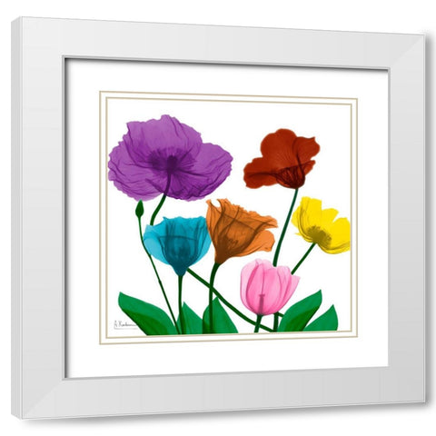 Jewel Floral Cluster 2 White Modern Wood Framed Art Print with Double Matting by Koetsier, Albert