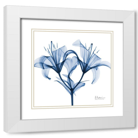 Indigo Lily White Modern Wood Framed Art Print with Double Matting by Koetsier, Albert