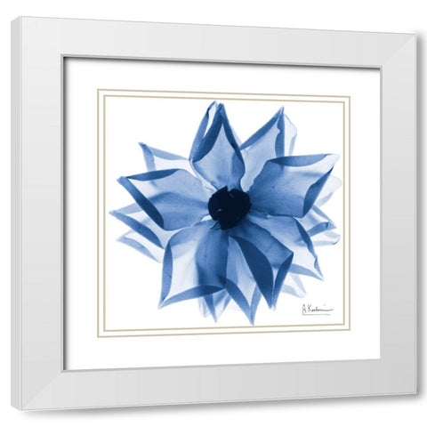 Indigo Rose Petals 1 White Modern Wood Framed Art Print with Double Matting by Koetsier, Albert