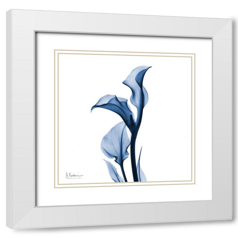 Indigo Covered Calla Lily White Modern Wood Framed Art Print with Double Matting by Koetsier, Albert