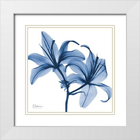 Indigo Infused Lily White Modern Wood Framed Art Print with Double Matting by Koetsier, Albert