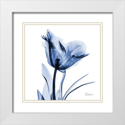 Indigo Softened Tulip White Modern Wood Framed Art Print with Double Matting by Koetsier, Albert