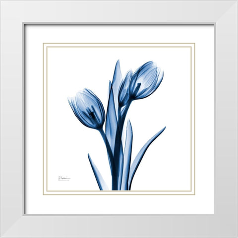 Indigo Loved Tulips White Modern Wood Framed Art Print with Double Matting by Koetsier, Albert