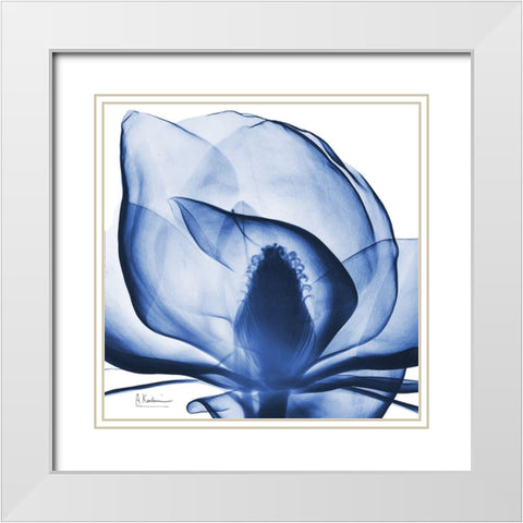 Indigo Magnolia White Modern Wood Framed Art Print with Double Matting by Koetsier, Albert