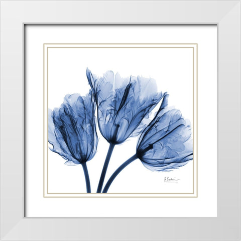 Indigo Stunning Tulips White Modern Wood Framed Art Print with Double Matting by Koetsier, Albert