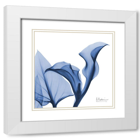 Indigo Calla Love White Modern Wood Framed Art Print with Double Matting by Koetsier, Albert