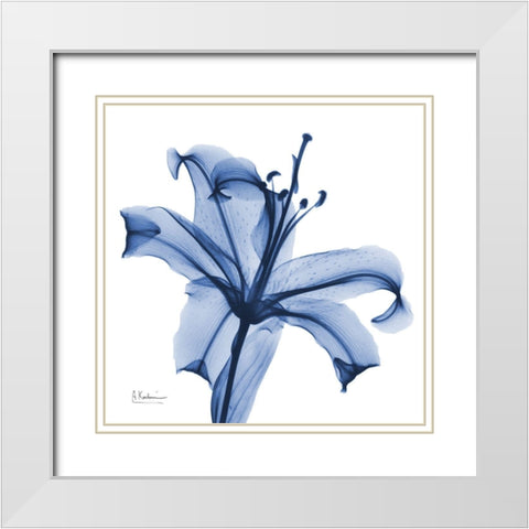 Glorious Indigo Lily White Modern Wood Framed Art Print with Double Matting by Koetsier, Albert