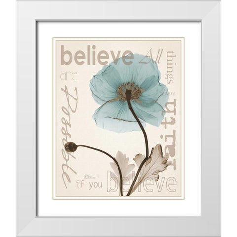 Believe Poppy White Modern Wood Framed Art Print with Double Matting by Koetsier, Albert