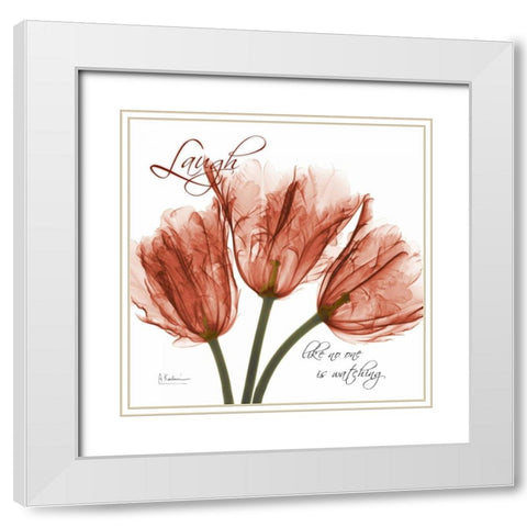 Royal Red Tulip - Laugh White Modern Wood Framed Art Print with Double Matting by Koetsier, Albert