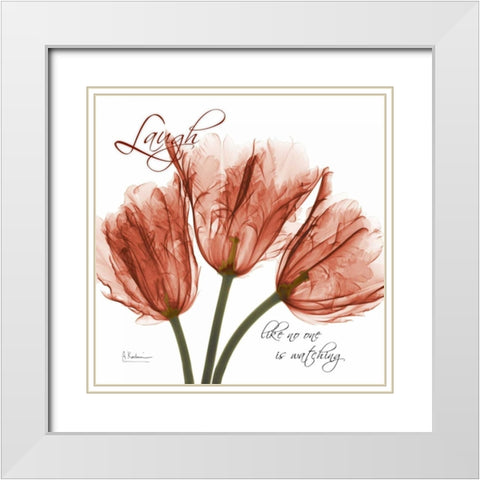 Royal Red Tulip - Laugh White Modern Wood Framed Art Print with Double Matting by Koetsier, Albert