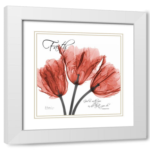 Royal Red Tulip -Faith White Modern Wood Framed Art Print with Double Matting by Koetsier, Albert