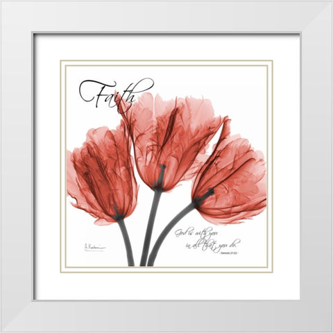 Royal Red Tulip -Faith White Modern Wood Framed Art Print with Double Matting by Koetsier, Albert