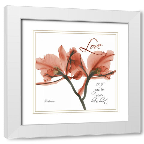 Royal Red Orchid - Love White Modern Wood Framed Art Print with Double Matting by Koetsier, Albert