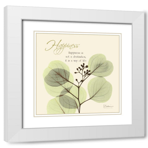 Happiness Eucalyptus L294 White Modern Wood Framed Art Print with Double Matting by Koetsier, Albert