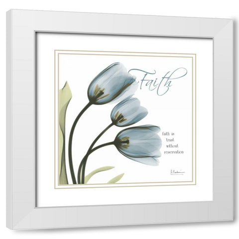 Tulips Faith White Modern Wood Framed Art Print with Double Matting by Koetsier, Albert