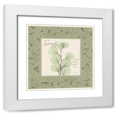 Serenity on Green Damask White Modern Wood Framed Art Print with Double Matting by Koetsier, Albert