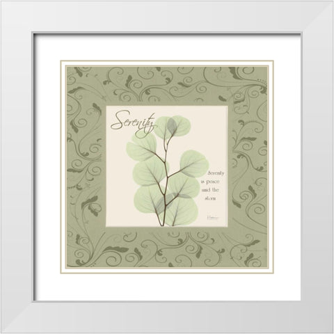 Serenity on Green Damask White Modern Wood Framed Art Print with Double Matting by Koetsier, Albert