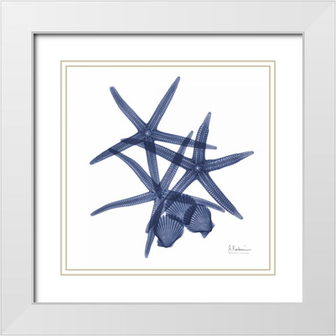 Sea Life in Blue White Modern Wood Framed Art Print with Double Matting by Koetsier, Albert