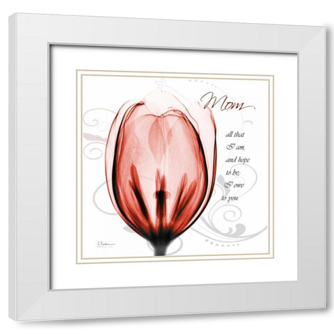 Happy Tulip in Red - Mom White Modern Wood Framed Art Print with Double Matting by Koetsier, Albert