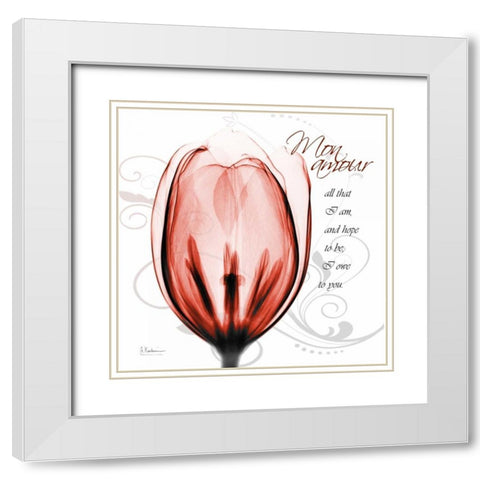 Happy Tulip in Red - Mon Amour White Modern Wood Framed Art Print with Double Matting by Koetsier, Albert