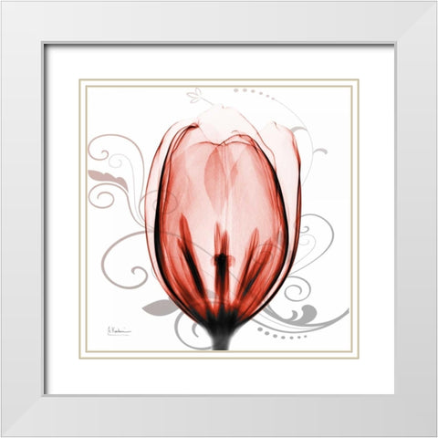 Happy Tulip in Red White Modern Wood Framed Art Print with Double Matting by Koetsier, Albert