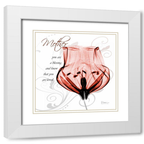 Dancing Tulip in Red - Mother White Modern Wood Framed Art Print with Double Matting by Koetsier, Albert