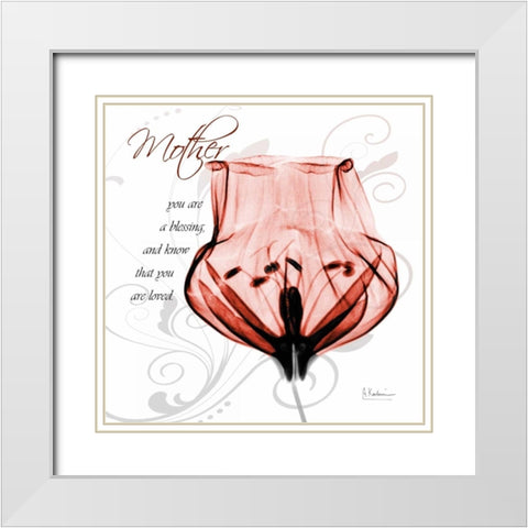 Dancing Tulip in Red - Mother White Modern Wood Framed Art Print with Double Matting by Koetsier, Albert