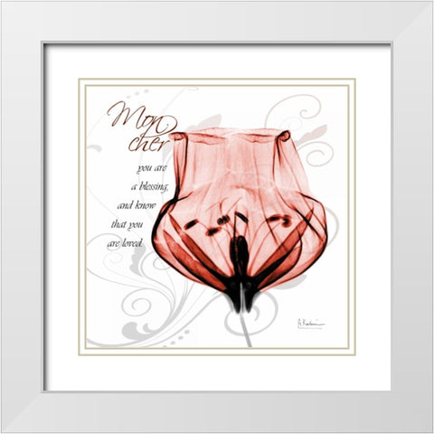 Dancing Tulip in Red - Mon Cher White Modern Wood Framed Art Print with Double Matting by Koetsier, Albert