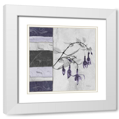 Bleeding Heart on Damask White Modern Wood Framed Art Print with Double Matting by Koetsier, Albert