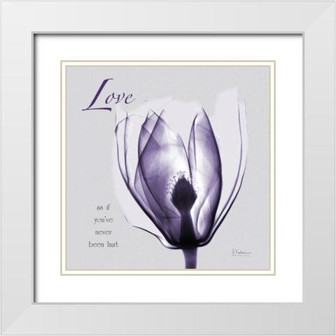 Plum Magnolia Love White Modern Wood Framed Art Print with Double Matting by Koetsier, Albert