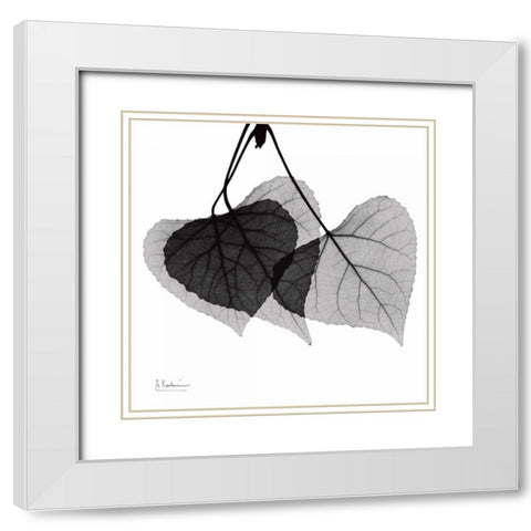 Three Leaves Three White Modern Wood Framed Art Print with Double Matting by Koetsier, Albert