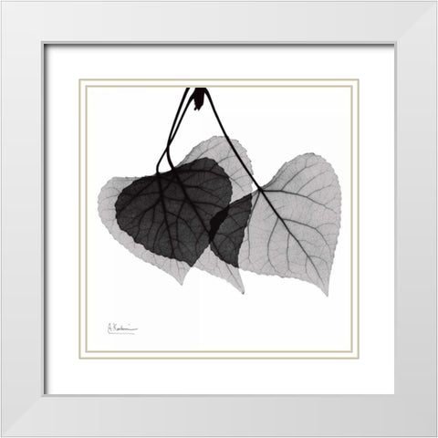 Three Leaves Three White Modern Wood Framed Art Print with Double Matting by Koetsier, Albert