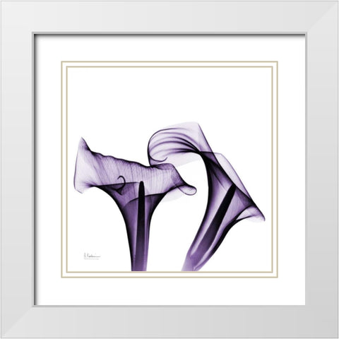 Violet Calla Twins White Modern Wood Framed Art Print with Double Matting by Koetsier, Albert