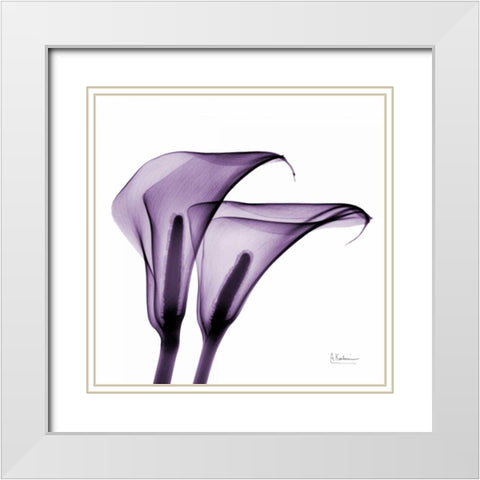 Violet Calla Twins 2 White Modern Wood Framed Art Print with Double Matting by Koetsier, Albert