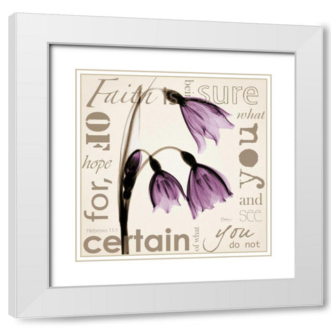 Faith - Violet Tulips White Modern Wood Framed Art Print with Double Matting by Koetsier, Albert