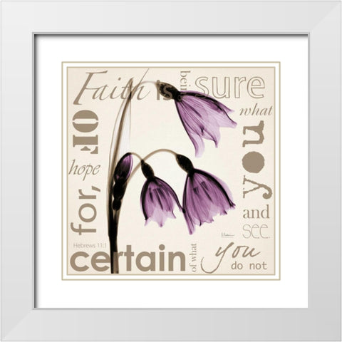 Faith - Violet Tulips White Modern Wood Framed Art Print with Double Matting by Koetsier, Albert