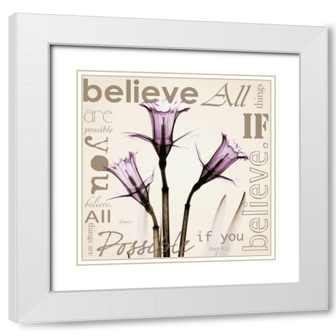 Believe - Violet Daffodils White Modern Wood Framed Art Print with Double Matting by Koetsier, Albert