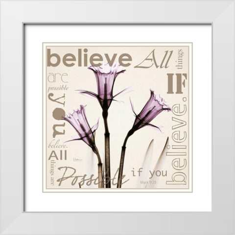 Believe - Violet Daffodils White Modern Wood Framed Art Print with Double Matting by Koetsier, Albert