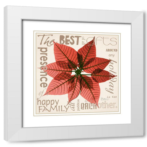 Poinsettia White Modern Wood Framed Art Print with Double Matting by Koetsier, Albert