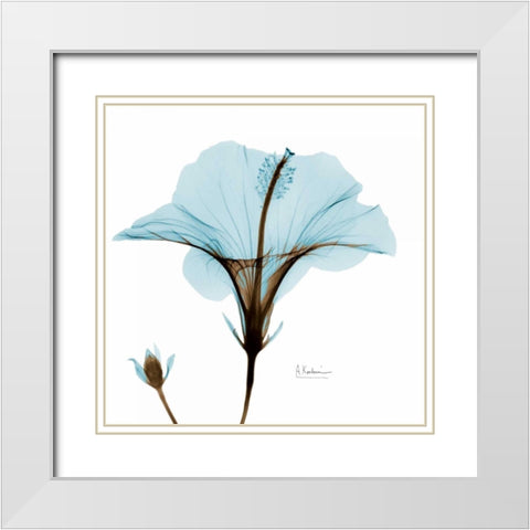 Hibiscus Wave White Modern Wood Framed Art Print with Double Matting by Koetsier, Albert