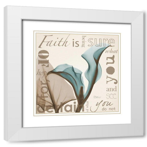 Faith - Blue Calla Lily White Modern Wood Framed Art Print with Double Matting by Koetsier, Albert