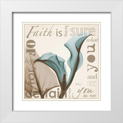 Faith - Blue Calla Lily White Modern Wood Framed Art Print with Double Matting by Koetsier, Albert