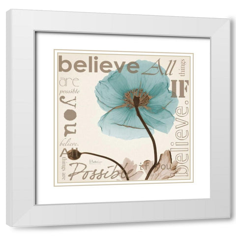 Believe - Blue Poppy White Modern Wood Framed Art Print with Double Matting by Koetsier, Albert