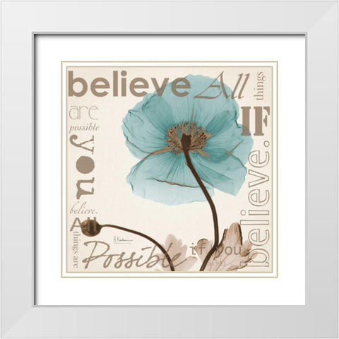 Believe - Blue Poppy White Modern Wood Framed Art Print with Double Matting by Koetsier, Albert