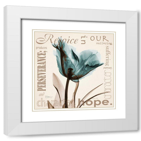 Rejoice - Blue Tulip White Modern Wood Framed Art Print with Double Matting by Koetsier, Albert